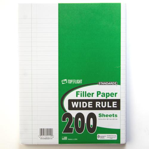 Standards® Filler Paper, Wide Ruled, 3 Hole Punched, 10.5" x 8",150 Sheets
 10 PCS
