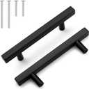Probrico Cabinet Handles-Pack of 30 Black 3-3/4inch (96mm) Hole Centers Square T Bar Kitchen Cabinet Handles Drawer Pulls for Kitchen Furniture Hardware