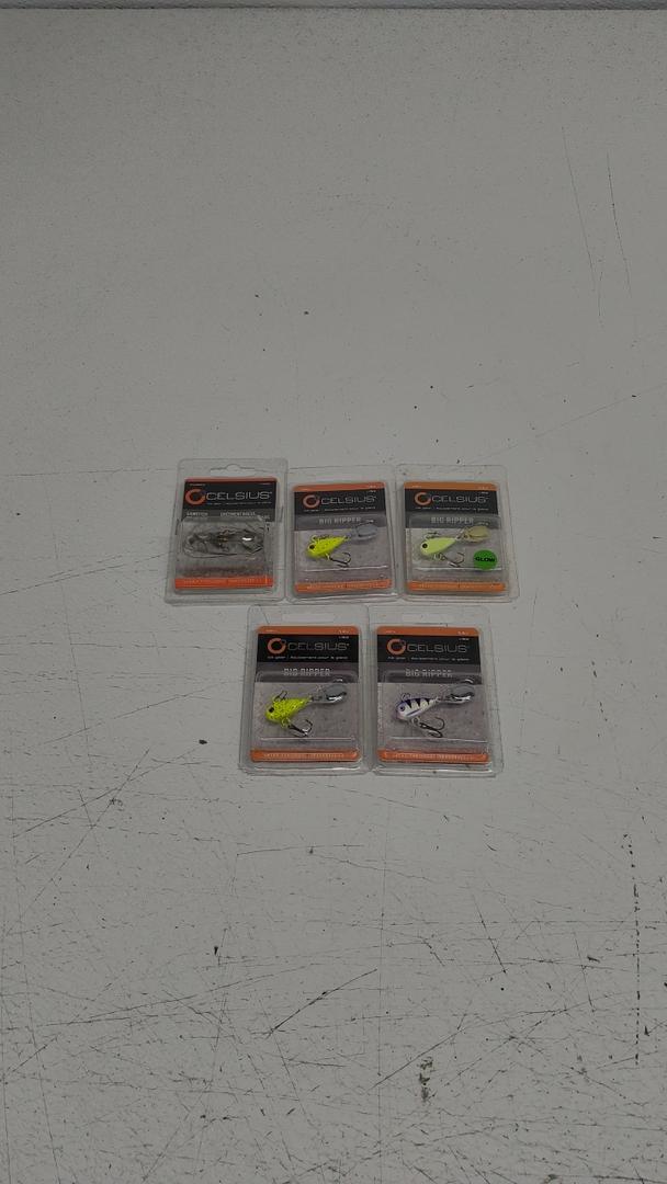 Celsius Fishing Gear 5 Pack (Big Ripper 4 Pcs, Tig Up Rig 1 Pack)