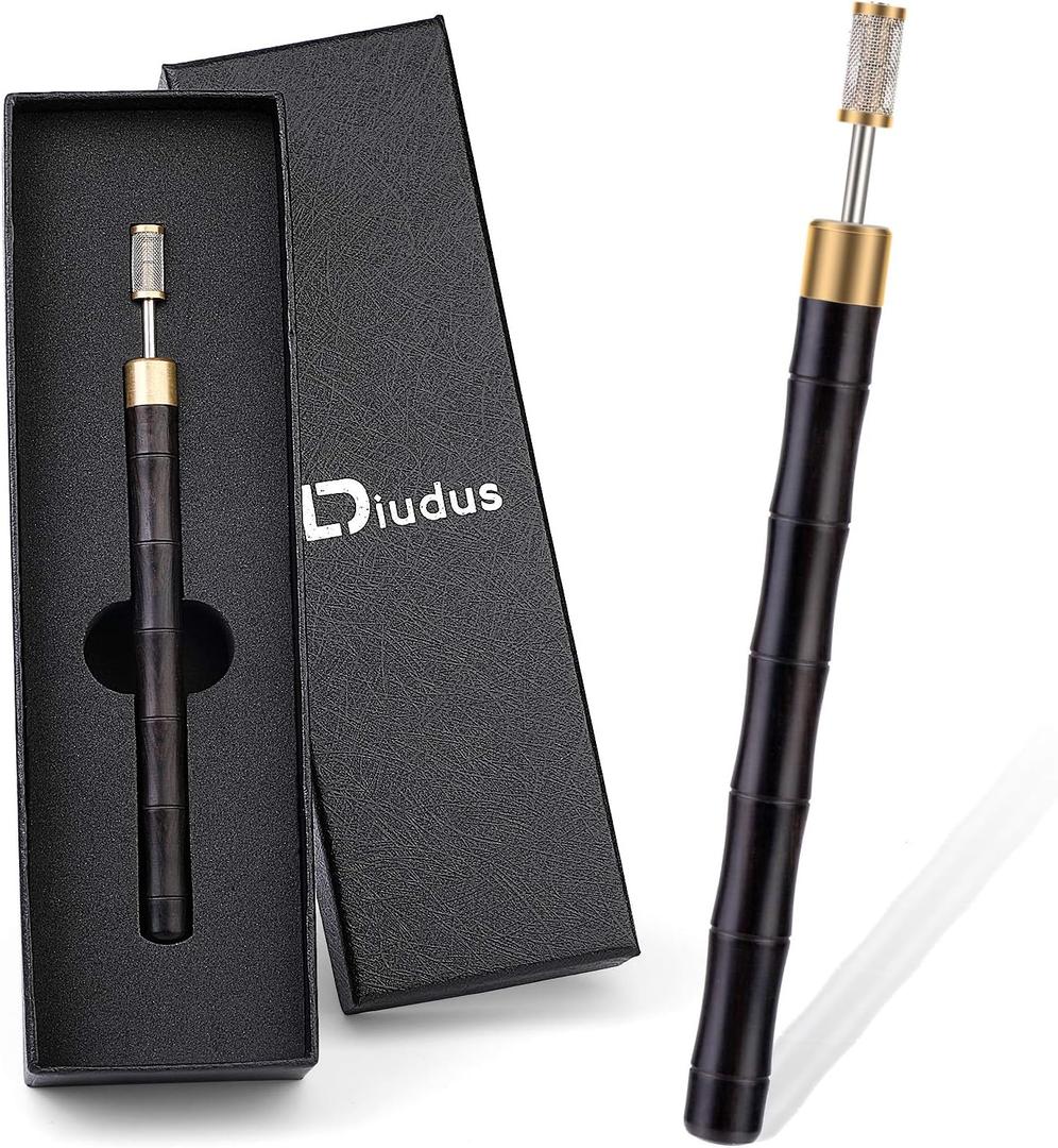DIUDUS Leather Edge Dye Pen Edge Dye Roller Pen Wood Handle Stainless Steel Top Edge Dye Roller Oil Pen, Leather Edge Painting Roller Tools for Leather Craft Working (Black-1)