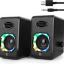OROW Computer Speakers, USB Powered Desktop Speakers with 6 Light Modes, Bluetooth 5.0&3.5mm AUX Speaker, RGB Gaming Speakers for PC/Monitor (Black)
