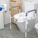 WeHwupe Raised Toilet Seat with Handles for Elderly - Toilet Seat Risers for Seniors with Adjustable Padded Arms - Elevated Toilet Safety Seat for Standard or Elongated Commode