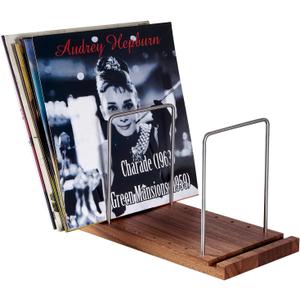 LiTY Vinyl Record Storage Holder, Solid Wood Record Stand for albums, 50-75 LP Vinyl Rack, Built-in Now Playing, for Albums Rack Organizer Record Display