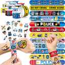 60 PCS Police Party Favors Set - 36 Temporary Tattoos Sticker & 24 Slap Bracelets for Kids, Perfect for Birthday Parties, Classroom Rewards and Gifts