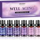 AESHORY Well-Aging Essential Oils Set, 6 Premium Aromatherapy Blend Oils for Diffusers for Home, Self Care & Relaxation Gift for Women, Good Sleep, Stress Reset, Vital Flow, Skin Glow, 6 x 10ML