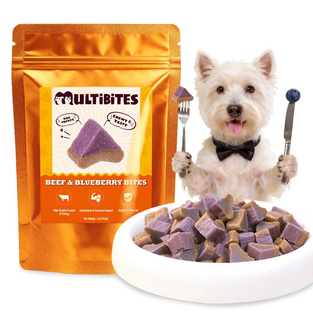 3 x MULTIBITES Beef & Blueberry Bites 5 oz Soft Dog Treats Dog Training Treats Beef Dog Treats High Protein & Antioxidant Support Chewy Dog Treats