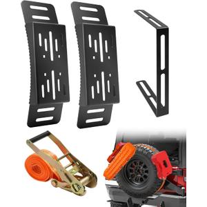 2 Pcs Universal Quick Release Spare Tire Mount, with Ratchet Strap and Vehicle Traction Boads Bracket, Steel, Fit for 30”-40” Diameter Tires