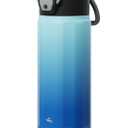 Konokyo FLOWPLAY 18oz Locking Push-Button Water Bottle with Silicone Spout,Leak-Proof,18/8 Stainless Steel Double-Wall Vacuum Insulated for Sports and Travel,BPA-Free,Sky