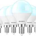 BUBO Ceiling Fan Light Bulbs 60 Watt Equivalent, 5.5W E12 LED Bulb Daylight 5000K, Candelabra Small Base for Ceiling Fan 120V, Non-Dimmable, 6 Pack