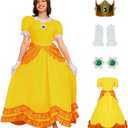 PAINEOMN Princess Dress for Women Halloween Princess Cosplay Costume Crown Earrings Gloves Set Adult Fancy Dress Suit
, Small