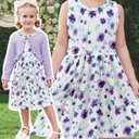 Toddler Girl Sleeveless Dresses and Long Sleeve Ruffle Cardigan 2 Piece Fall Outfits for 2-8T (7-8 Years)