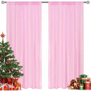 Matte Pink Sequin Backdrop Curtain 2 Pieces 2FTx8FT Glitter Photography Backdrop for Party Wedding Birthday Christmas Decorations