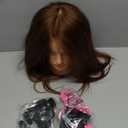 Mannequin Head with 100% Real Human Hair Cosmetology Mannequin Head to Practice Hairstyles Doll Head Training Head for Hairdresser (Brown)