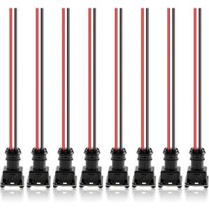 MOTOALL Fuel Injector Connector EV1 OBD1 Plug Wire Harness Pigtail Wiring Loom Clip Cut & Splice 2-Wire Female - 8pcs