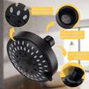 AISOSO Shower Head, 5 Modes High Pressure Shower Heads for Relaxed Shower Experience, 4.1 Inch Bathroom Fixed Showerhead Even at Low Water Pressure for Powerful Spray, Matte Black