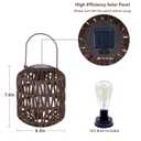 Rattan Outdoor Solar Lanterns, Solar Lights Outdoor Waterproof, 2 Pack Outside Table Lamp, Gardening Lantern Lights Gifts for Women, Hanging Lantern for Yard, Patio, Tree, Tabletop Decoration (Coffee)