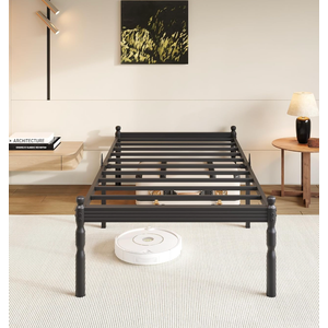 COMASACH 18 Inch Twin Bed Frame with Mattress Slide Stopper, Twin Platform Bed Frame, Vintage Style, Heavy Duty Steel Slats, No Box Spring Needed