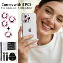 YWLOPT Compatible for iPhone 12 Pro Max Camera Lens Protector, (3+1 Pack) - Bling Sparkling Glitter, Anti-Scratch Camera Cover with 9H Tempered Glass, Case Friendly, (Pink)