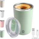 Rechargeable Automatic Self Stirring Coffee Mug 12oz Stainless Steel Magnetic Cup Self Stirring Mug With lid Best Gift For Women And Men - Green