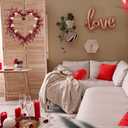 Valentines Wreaths for Front Door, 15in Valentines Day Wreath with Red Berries, Red Heart Wreaths Handmade Rustic Twig Wreath with Grapevine for Gifts Front Door Indoor Home Wedding Festival Decor