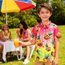 uideazone Boys Button Down Shirt Size 7 Size 8 Cool Funky Hawaiian Pineapple Shirts Kids Short Sleeve Beach Luau Blouse for Daily Leisure Family Gatherings Park Walks Outdoor Indoor (M)