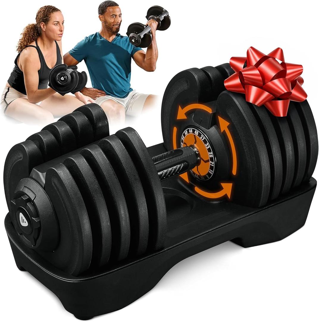 Lifepro Adjustable Dumbbells  25lb Pair or 90lb Single, Quick-Select Hand Weights for Men/Women  Space Saving Exercise Fitness Dumbbells for Home Gym Strength & Weight Training