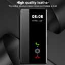 for Samsung Galaxy A35 Case Flip Leather Cover Clear S-View, for Samsung A35 Phone Case Smart Window Hard Flip Shockproof Protective Cover for Samsung 5G A35 Case Clear View (Black)