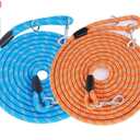(2 Pack) Long Dog Leash for Dog Training 15FT/30FT/50FT, Dog Rope with Reflective Thread for Large Medium Small Dogs, Dog Tie-Out Cable Lead for Hunting, Camping&Backyard (2Pack Orange&Blue)