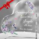 5.9" x 5.9" Acrylic Hummingbird Gifts for Women, Heart Hummingbird Decor Lover Mom Birthday Gifts, Remembrance Memorial Friends Gift Table Decoration