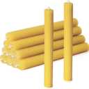 DEYBBY Handmade Beeswax Taper Candles, Dripless Wax Candles, Hand-Rolled Honeycomb Candles for Dinner Party, Set of 12 Flat TopBrown Raw