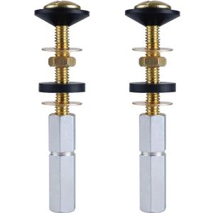 Hibbent 2 Pack Toilet Tank to Bowl Bolt Kits, Heavy Duty Bolts Toilet Bolts for Tank Solid Brass with Extra Long Nuts Easy to Install and Double Gaskets for Fastening