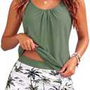 Yonique Women's Blouson Tankini Swimsuits with Skirts - Two Piece Bathing Suits Tankini Modest 2026 Swimwear, XL