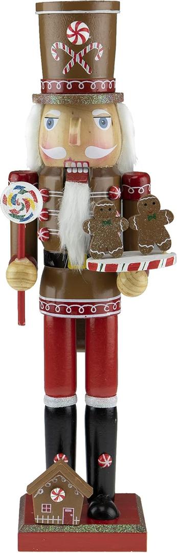 Clever Creations Red Gingerbread Baker 15 Inch Traditional Wooden Nutcracker, Festive Christmas Dcor for Shelves and Tables