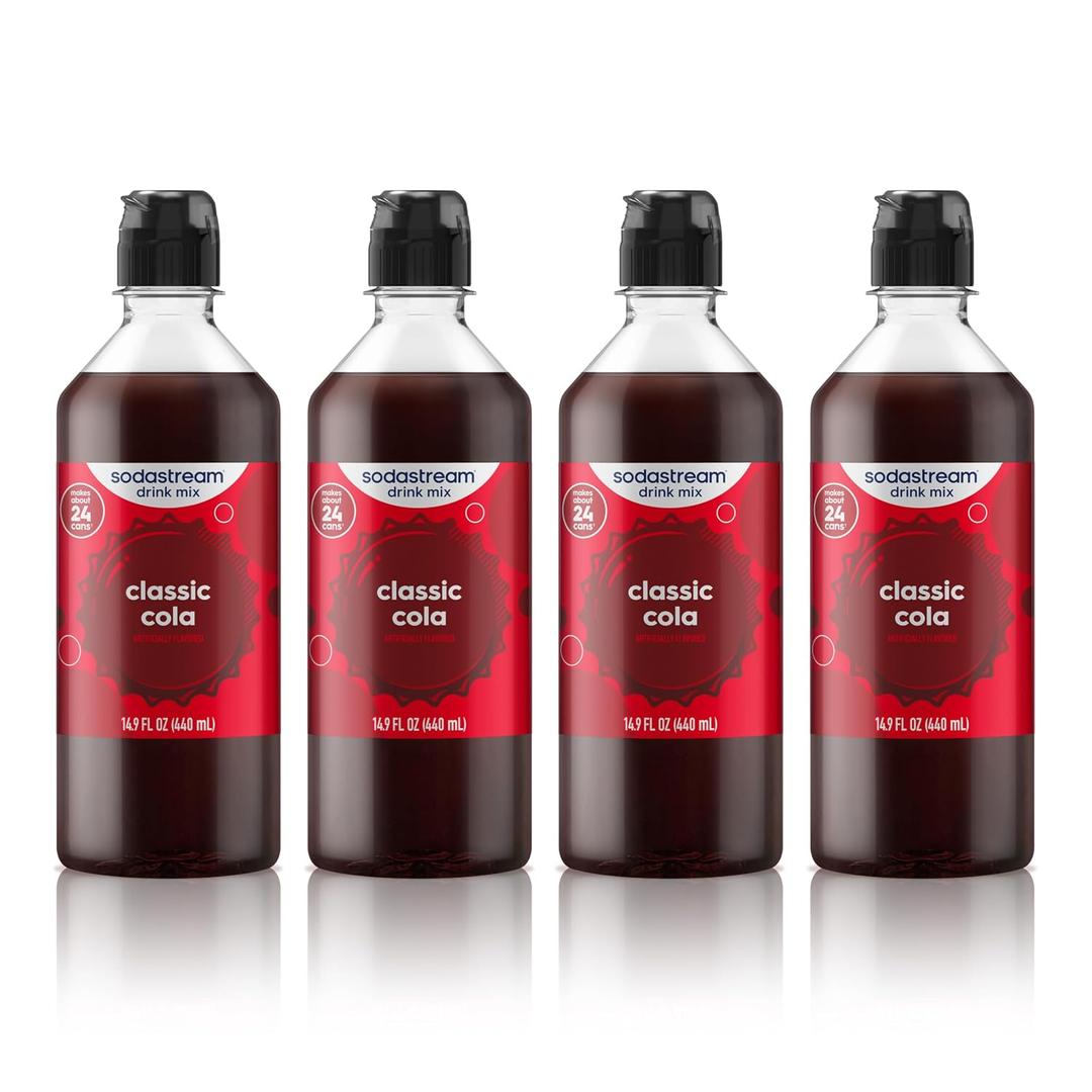 Sodastream Classic Cola New Pour Bottle, 14.9 Fl Oz (Pack of 4) (EXP 11/25/26)