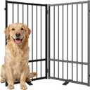SNUOWU Full Metal Freestanding Dog Gate with Door, 36''Height Foldable Pet Dog Fence for Indoor & Outdoor, 2 Panels Extra Wide Free Standing TallDog Gates for Doorways,House,Stairs,Porch,Deck,Yard