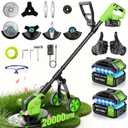 800W Brushless Weed Eater with Wheels, 12" 4-in-1 String Trimmer Lawn Edger Mini Lawn Mower Brush Cutter