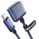Hugener Magnetic 3 Cable USB-C 6.6FT Compatible with M4/M3/M2 MacBook Air Pro Charger, 140W Magnetic Safe 3 Cable for MacBook Air (13"/15" 2025/2024/2023/2022), Pro (16"/14" 2024/2023/2021), Blue