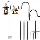 92 inch Double Sheperds Hooks for Outdoor, Adjustable Heavy Duty Bird Feeder Pole, Multi-Use Outdoor Hook for Plant Hangers, Weddings Decor, Solar Light Lanterns, Wind Chimes (1 Pack)