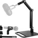 Studio Mic Stand, Desktop Microphone Stand, Mic Arm Desk Mount with 1/4"-3/8"-5/8" Adapter, Adjustable Mic Mount for Blue Yeti Hyperx Quadcast SoloCast, Webcams