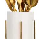 5.9'' Silverware Holder,Kitchen Utensil Holder,Flatware Organizers With Metal Frame, Mesh Flatware Holder Organizer Perfect for Home, Kitchen, Countertop, Party, Camping, Outdoor and Restaurant (White gold)