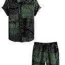 VATPAVE Mens Floral Hawaiian Shirts Short Sleeve Button Down Beach Shirts Suits 3X-Large Dark Green