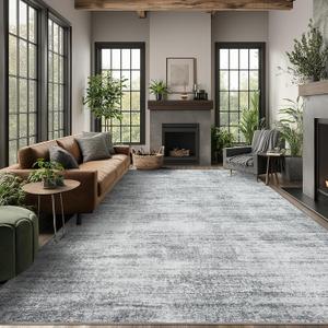 Gray Extra Large Rugs for Living Room Abstract 9x12 Area Rug with Washable