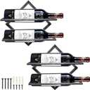 AUHOKY 2Pcs Metal Wall Mounted Wine Holder Stemware Glass Rack, Collapsible Hanging Red Wine Racks Organizer with 2 Liquor Bottles, Wine Bottle Display Hanger for Home Kitchen Bar Decor (Silver Bb)