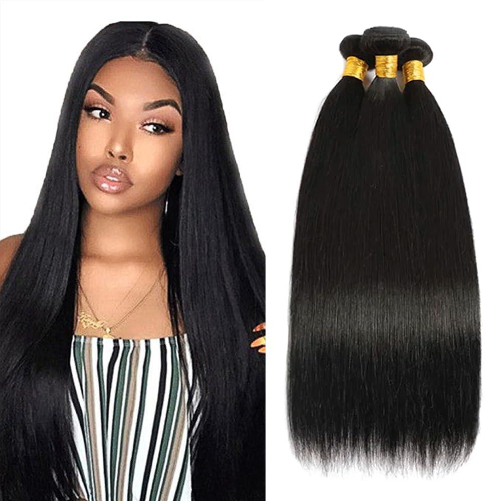 Bundles Human Hair Straight Bundles Human Hair 14 16 18 Inch Unprocessed Brazilian 1b Straight Bundle Mixed Length 3 Bundles