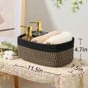 MiniArk Small Storage Baskets for Organizing | Closet Organizer Bins | Shelf Toy Basket | Woven Rope Baskets | Cube Decorative Box | Shallow Basket | 11.5x7.5x4.7” | 3 Packs Black Brown