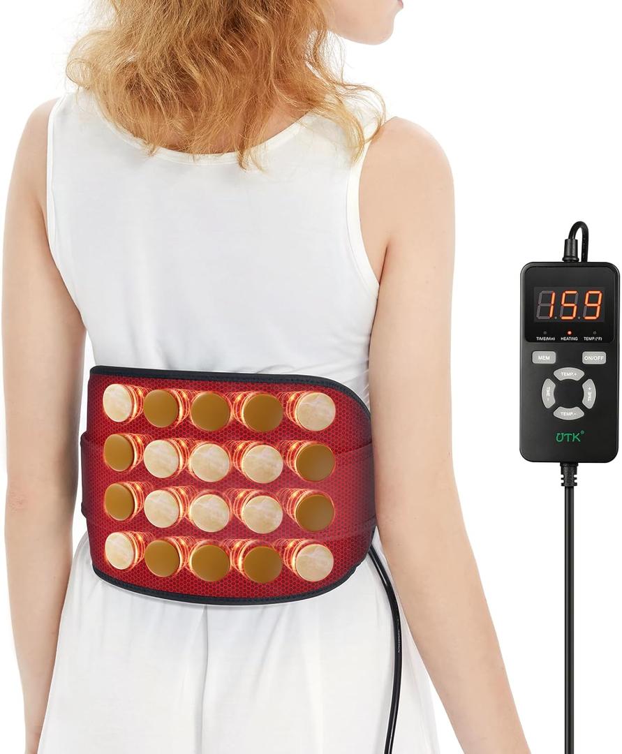 UTK Heating Pad for Back Pain Relief, Far Infrared Heating Pads with 20 Natural Jade Stones, Heating Fast, Hot Enough, Auto Shut Off, Smart Controller, 55'' Large Size Heat Pad for Back (3.16 Inch (Pack of 1))