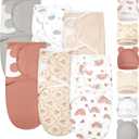 Ramede 6 Pack Swaddle Blanket with Hats for Baby Girl Boy 100% Cotton Swaddles 0-3 Months, Adjustable Breathable Skin Friendly Receiving Blanket Wrap, Essential for Newborns (Multicolor)