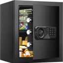 2.0 Cub Fireproof Safes for Home, Digital Security Home Safe Fireproof Waterproof with Programmable Keypad Keys and Alarm System, Anti-Theft Document Safe Box for Money Medicines Valuables