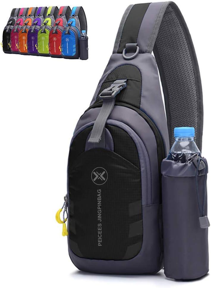 Peicees Chest Crossbody Sling Backpack Bag Travel Bike Gym Daypack for Women Men (Medium, Black)