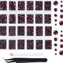 Massive Beads 7800pcs Hotfix Iron Flatback Glasses 5 Sizes Rhinestones Crystal for DIY Project Making with Tweezers and Picking Pen for Bags, Shoes, Clothes and Manicure(Amethyst, 5 Sizes)